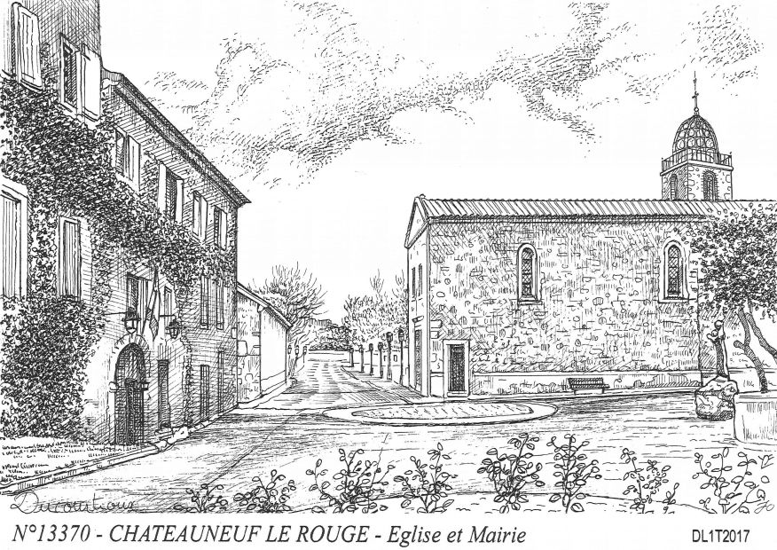 N 13370 - CHATEAUNEUF LE ROUGE - église et mairie